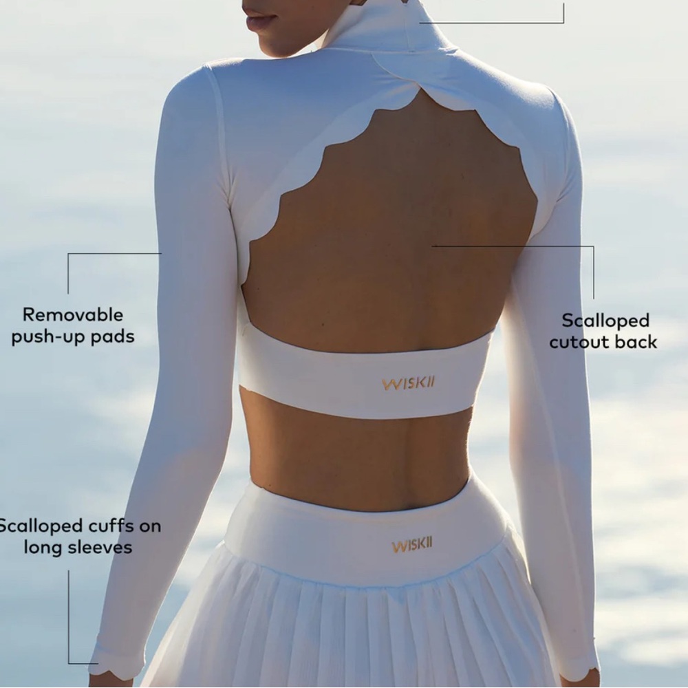 WISKII White Scalloped Crop Top